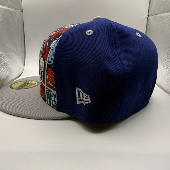 New Era 59FIFTY Los Angeles Dodgers Comic Book Panel Fitted Hat Size 7 Blue Grey - Picture 3 of 6